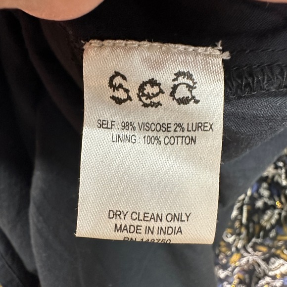 Sea New York Floral Smocked Tiered Midi Dress Black Gold Metallic Lurex Size 6 - Picture 6 of 7